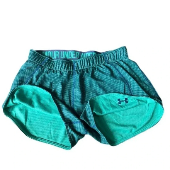 Under Armour Workout Shorts Women’s Size Small Green and Navy - Picture 1 of 4